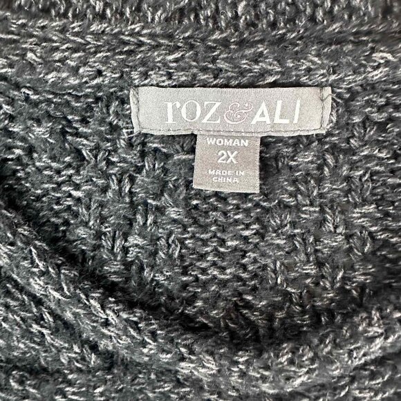 Roz & Ali 2X Short Sleeve Knit Sweater Metallic Cable Design - Picture 8 of 14